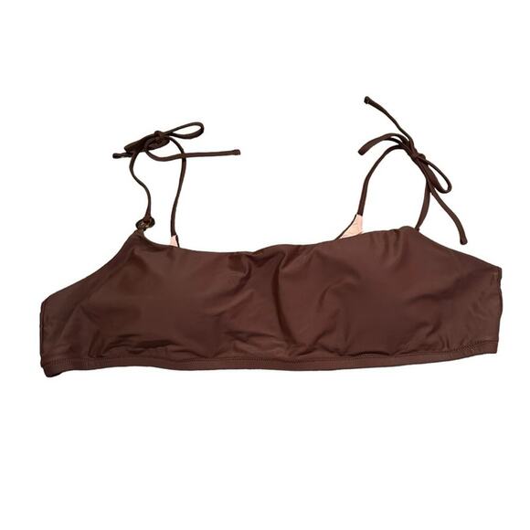 J. Crew O-Ring Tie-Shoulder Bikini Swim Top in Brown Sz 3XL‎ Plus NEW - Picture 1 of 5